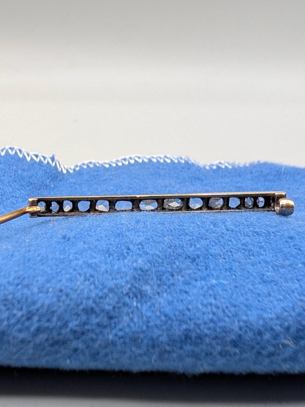 Vintage Sterling Silver,22K Gold,Diamond Chip Brooch - Picture 6 of 16